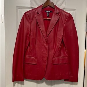 DKNY Women's Red Leather Jacket